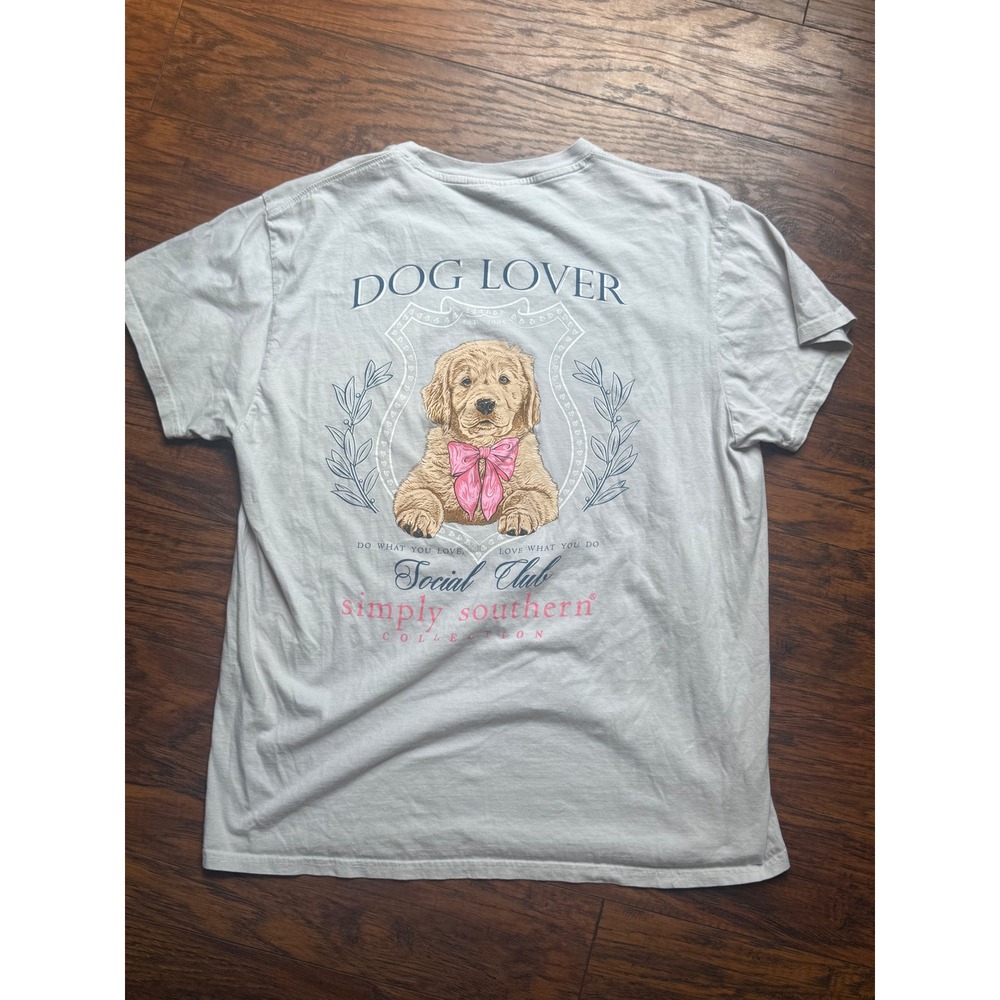 Simply Southern Dog Lover Golden Retriever Graphic Tee Women's Large Blue Shirt - Picture 6 of 6